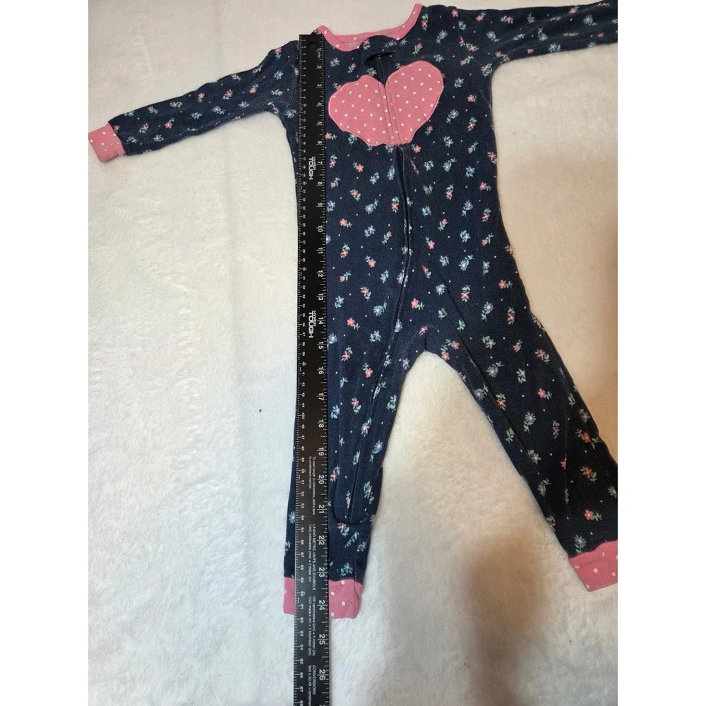 M336 Carter's Baby Girls 18M Christmas Merry Bright Floral Heart Sleeper Bodysui